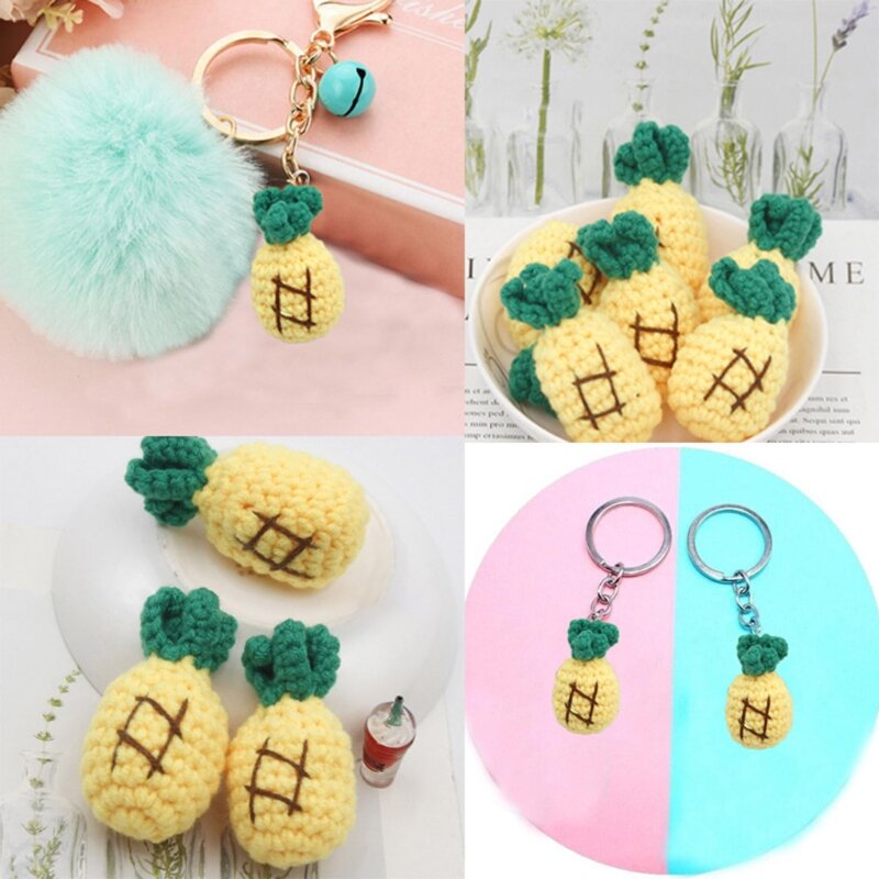 5 Pcs/Pack Handmade Crochet Woolen Beads Cartoon Animal DIY Pacifier Clip Chain Accessories Baby Teething Soother Decor Toys