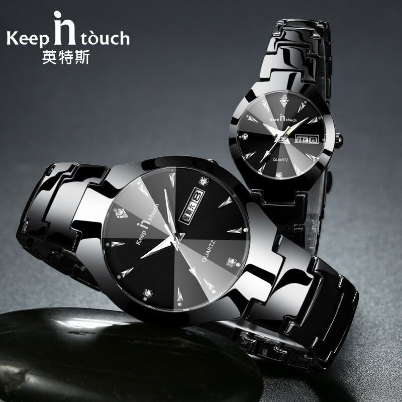 Paar Horloges Voor Liefhebbers 2022 Mode Quartz Horloges Mannen Vrouwen Waterdicht Week Kalender Horloge Liefhebbers Horloge Roestvrij Staal