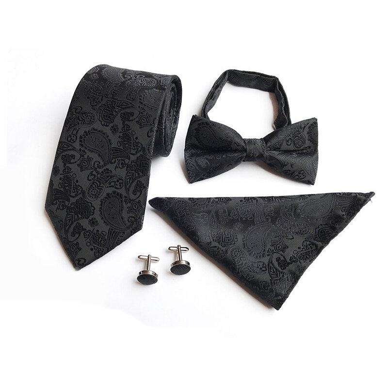 GUSLESON новый классический набор галстуков 8 см Шелковый жаккардовый мужской галстук гравита запонки галстук-бабочка набор мужской галстук для свадебной вечеринки подарок