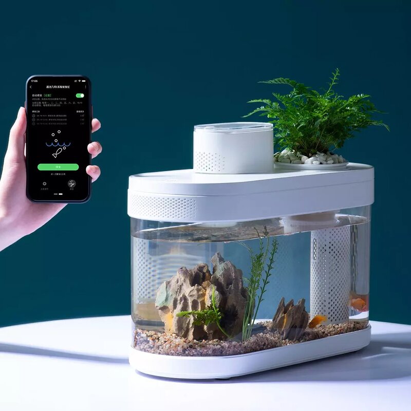 Youpin-tanque de peixes anfíbio ecológico, profissional, funciona com o app mijia, iluminação inteligente, temporização automática, com filtro de água, para alimentação