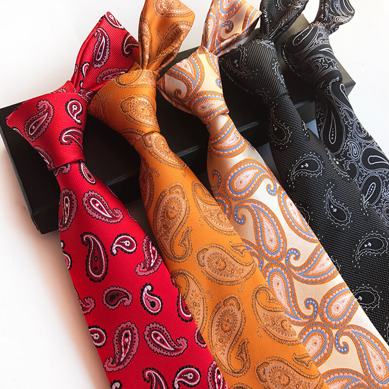 Cravate classique rayée pour hommes, 8cm, en soie, verte, Paisley, florale, violet, grise, Plaid, or, nouvelle collection