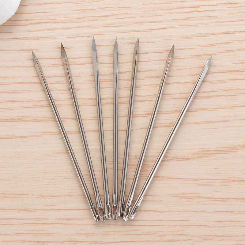 10 pçs de aço inoxidável agulhas triangulares diy artesanato de couro pino agulha de pele especial artesanato ponto costura suprimentos ferramentas