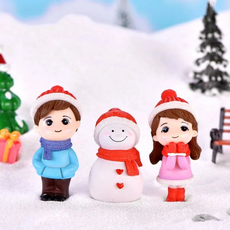 Decoración de Navidad ornamento miniatura figuras Santa Claus hombre de nieve casa de muñecas con jardín de hadas accesorios de decoración para el hogar