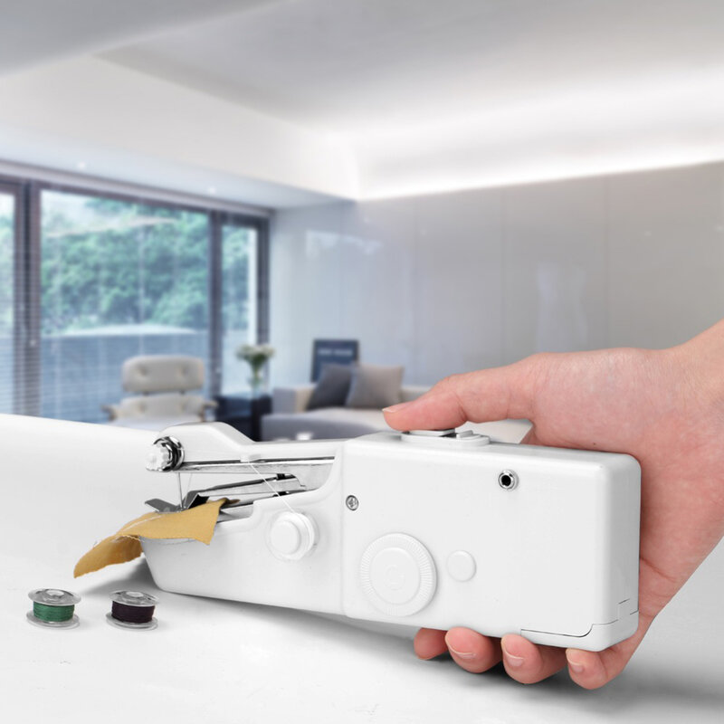 Mini máquina de coser portátil para el hogar, conjunto de punto de cruz eléctrico para costura de ropa
