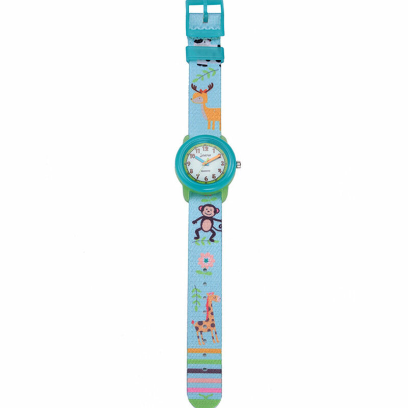 Reloj de cuarzo con correa de lona impermeable para niños, reloj de dibujos animados 3D de mono, azul cielo, reloj de amor para niñas, gran oferta