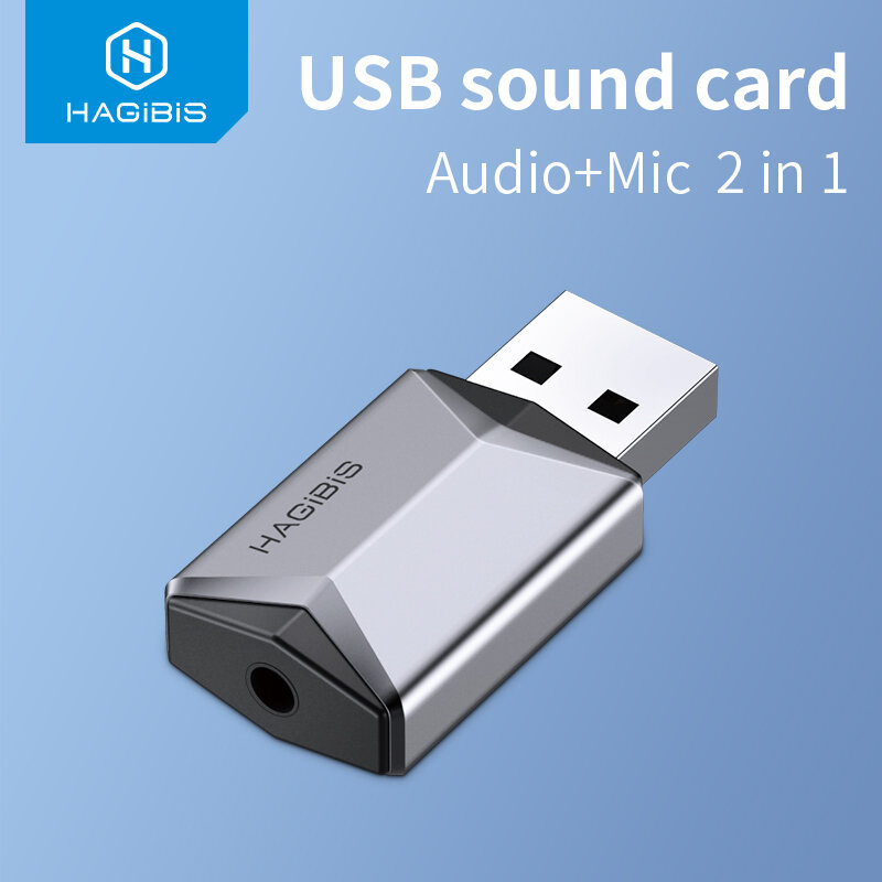 Hagibis 2 In 1 Kartu Suara USB Portabel Eksternal 3.5Mm Adaptor Audio Mikrofon untuk PC Laptop PS4/5 Speaker Earphone Windows Mac