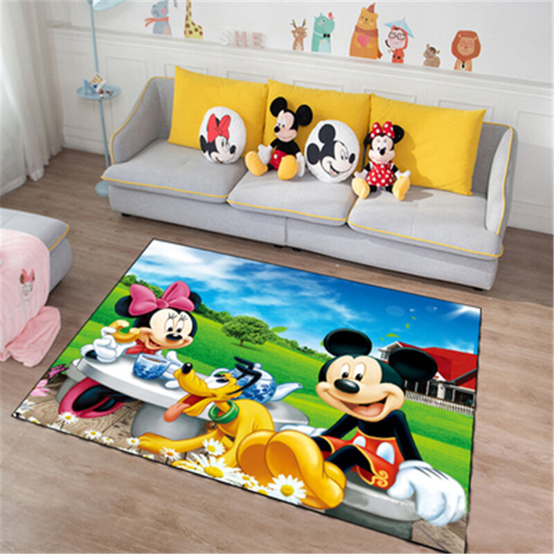 Alfombra de dibujos animados de Disney para niños y niñas, tapete para puerta de Mickey y Minnie Mouse, Alfombra de juego para dormitorio, cocina, Alfombra de baño interior