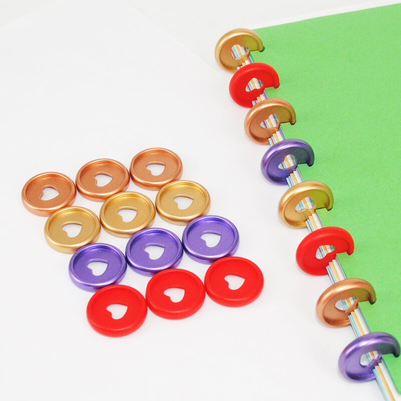 Discos de ligação de plástico de cogumelo 24mm, 6 peças, para planejador, anéis, caderno, 360 graus, dobrável, material de escritório