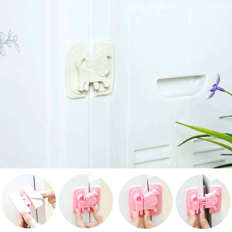 1pcs Cartoon Dog Plastic Safe Refrigerator Lock Adhesive-Self Cupboards Cabinets Drawer Lock Kids Protection