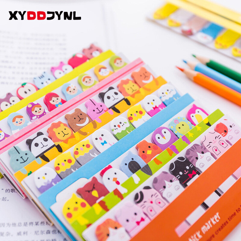 Kawaii Memo Pad Bookmarks Creative Stationery Cute Animal Sticky Notes Index Posted Planner School Supplies Paper Stickers