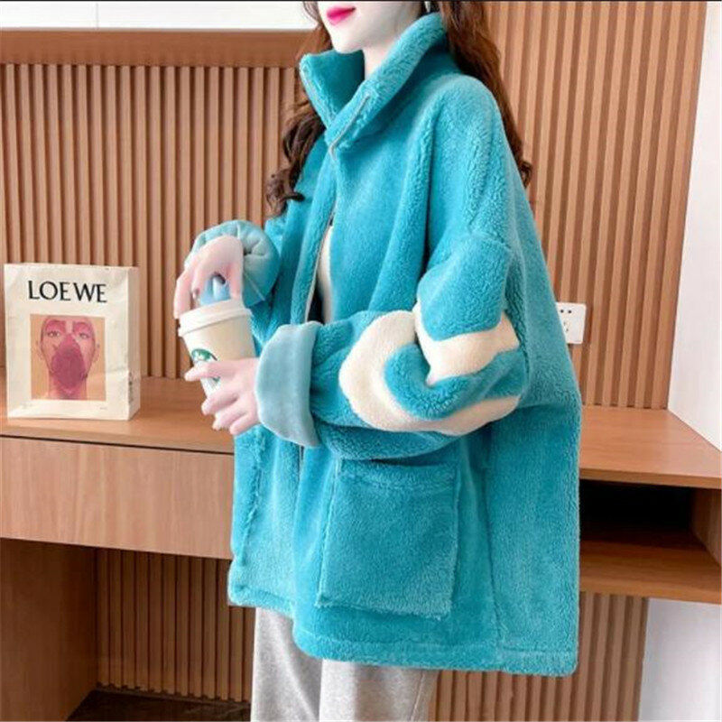 2022ใหม่หนา Lamb แคชเมียร์ Coat หญิงเสื้อขนสัตว์ฤดูใบไม้ร่วงฤดูหนาวเสื้อผ้าผู้หญิงเกาหลีเสื้อแจ็คเก็ตผู้หญิง A825