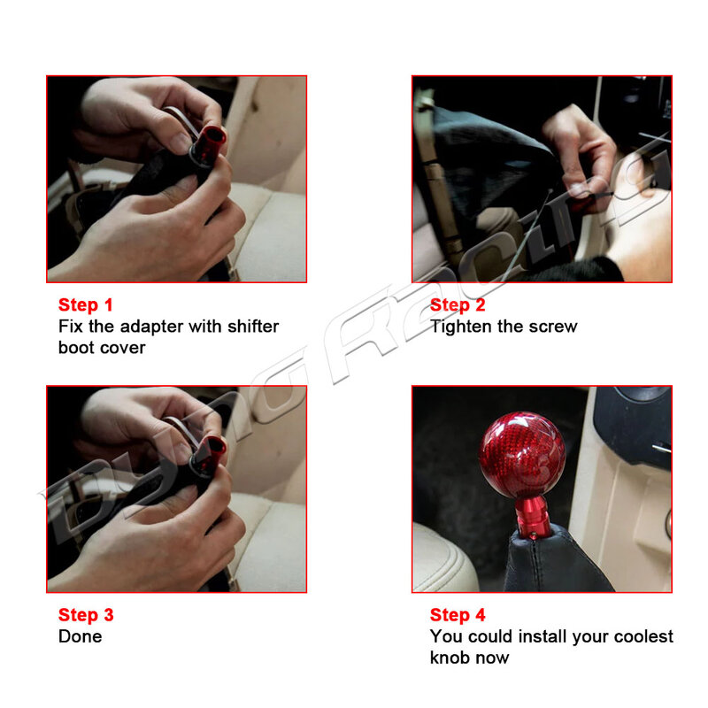 Carro Universal Manual Gear Shift Knob Adapter, Rosca Liga De Alumínio, M10x1.5, M12x1.25