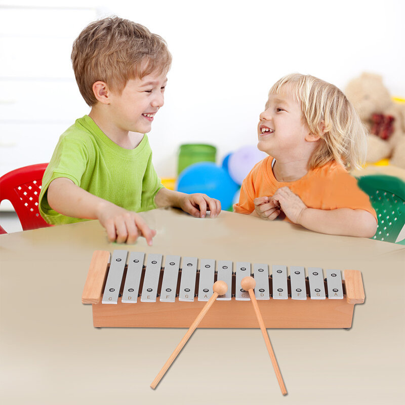 13-Note Glockenspiel Portable Aluminum Piano Xylophone Percussion Instrument Musical Instrument with Wooden Sticks
