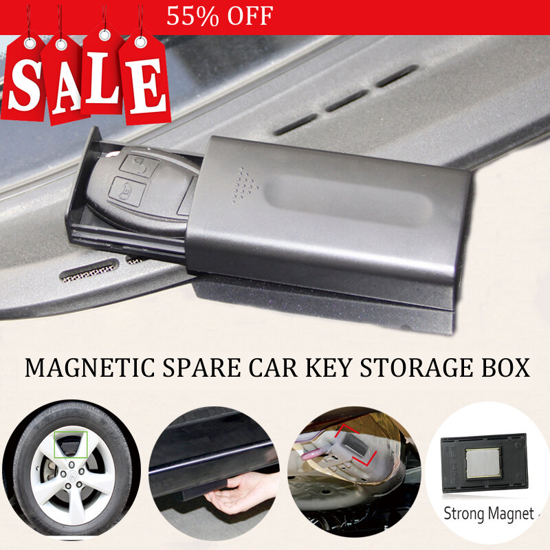 Preto Magnetic Key Safe Box, Car Key Holder, Stash ao ar livre com ímã, Home Office, Caminhão, Caravan Secret Box, Novo