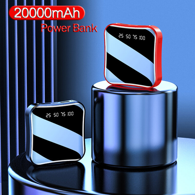 Mini batería portátil de 20000mAh, powerbank con pantalla Digital completa, carga rápida, para iphone, Samsung, Xiaomi