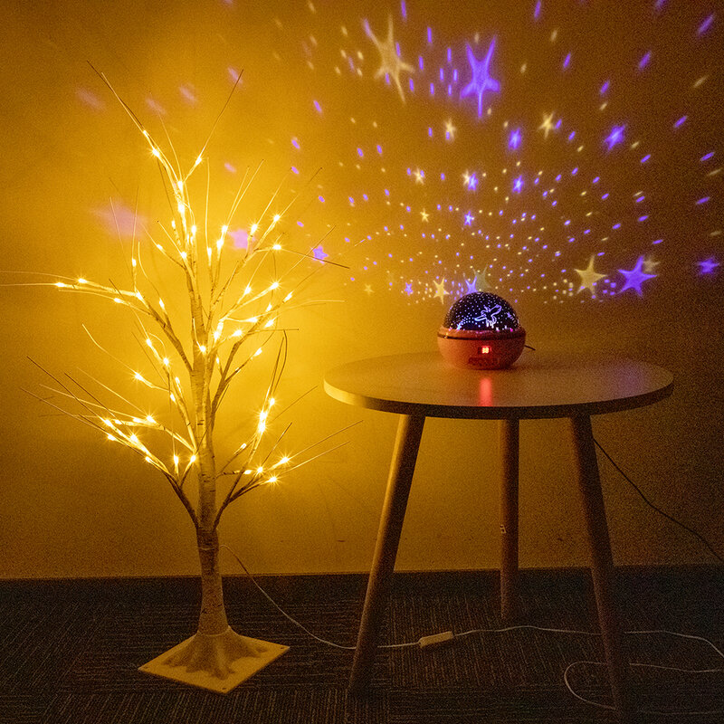 Светодиодный светильник в виде березовой елки, высота 90 см, 60 светодиодов, USB, с переключателем, светодиодный ландшафтный светильник, Декор для дома вечерние НКИ, свадьбы, Рождества, D30