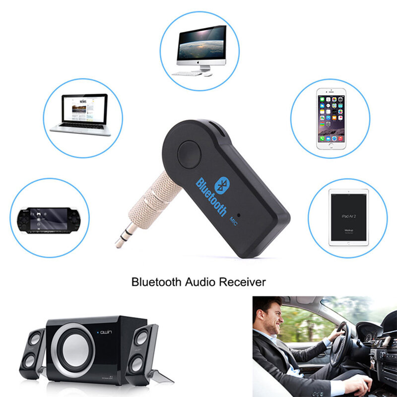 Penerima pemancar Bluetooth nirkabel, Adaptor Audio Jack 3.5 AUX portabel untuk mobil, TV, PC, kit penerima Bluetooth, penerima musik