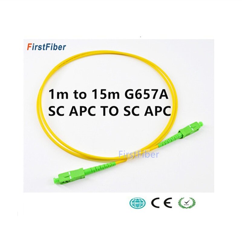 SC APC włókno kabel krosowy światłowodowy przewód 5m 2.0mm pcv G657A, Jumper światłowodowy Simplex SM FTTH kabel światłowodowy 1m 2m 3m 10m 15m