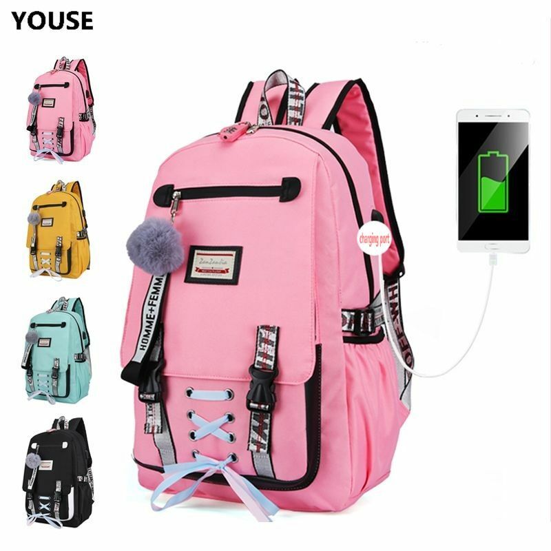 Большая школьная сумка, школьная сумка, рюкзак для девочек, школьный рюкзак, Женский подростковый рюкзак с замком usb, противокражный рюкзак ...