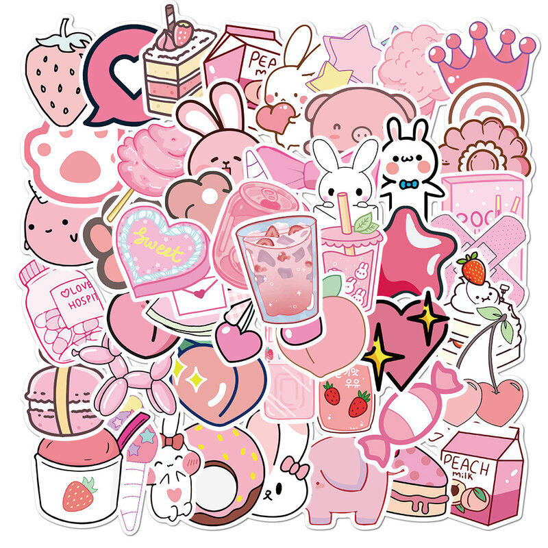 VSCO-Cute Pink Style Cartoon Stickers para crianças, DIY, carro, bicicleta, viagem, bagagem, laptop, brinquedo clássico, grafite adesivo, decalque, 10, 30, 50pcs