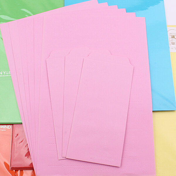 Lot de papiers enveloppes et lettres couleur bonbon, 1 lot, papeterie cadeau Business, fournitures scolaires et de bureau (ss-1723)