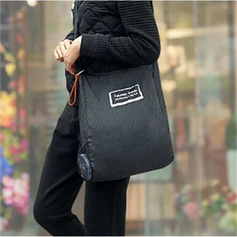 1 pc bonito dobrável sacos de compras nova moda eco preto bolsa reutilizável grande capacidade supermercado portátil compras totes