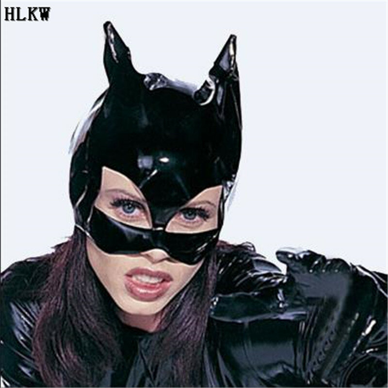 Leather Cat Mask With Ears Gothic Sexy Half Face Fox Mask Bdsm Fetish Catwomen Mask Carnival Halloween Masquerade Party Masks