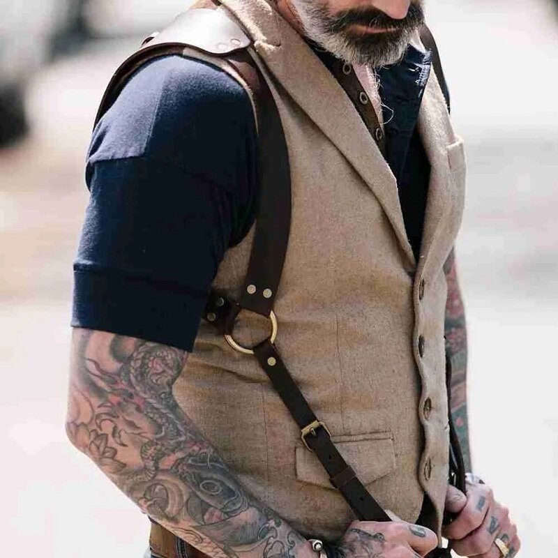 Мужские модные H-образные подтяжки из искусственной кожи, регулируемые нагрудные Наплечные подтяжки в стиле панк с клипсой, аксессуары для одежды