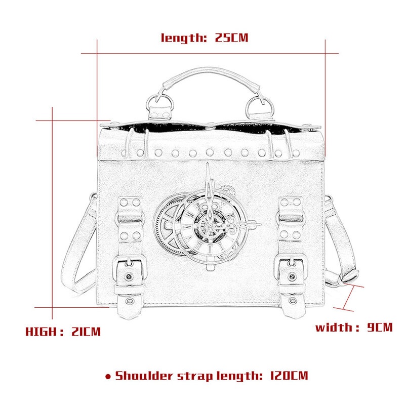 Портфель в стиле стимпанк для женщин, Винтажная сумочка-тоут, часы, наплечный кошелек из искусственной кожи, квадратный мессенджер, Боковая Сумка через плечо, чемодан