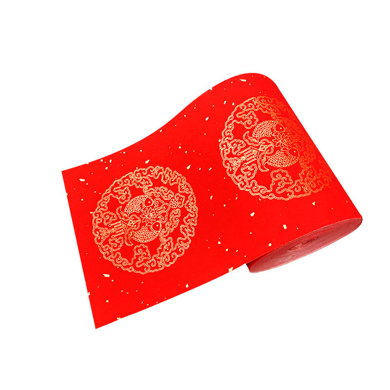 Czerwony pół dojrzały papier ryżowy długa rolka zagęszczony papier kuplety ślub wiosna festiwal szczotka kaligrafia na kafelkach Wadang papieru