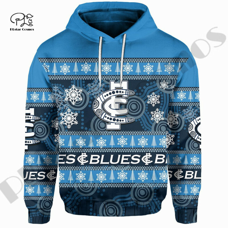 PLstar Cosmos 3DPrint Terbaru Blues Sepak Bola Natal Seni Unik Streetwear Harajuku Pullover Uniseks Hoodie/Kaus/Zip Q-2