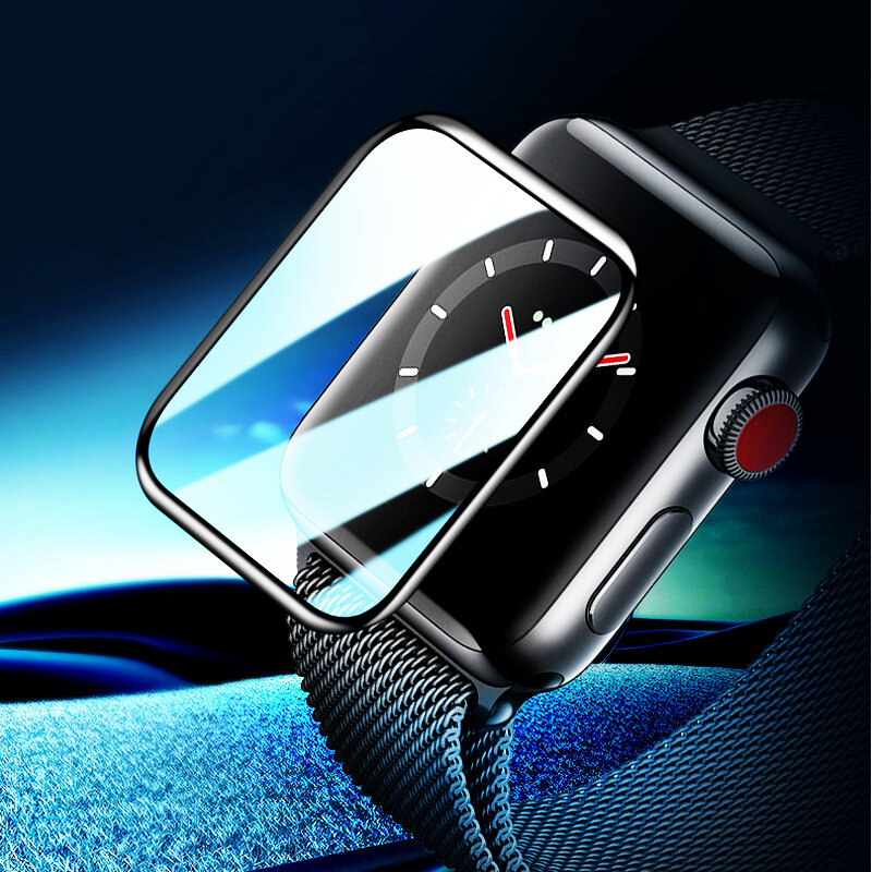 Protecteur d'écran pour apple watch SE/6/7/5/4/3/2, verre de protection incurvé 3D anti-rayures, iwatch 44mm 40mm 42mm 38mm