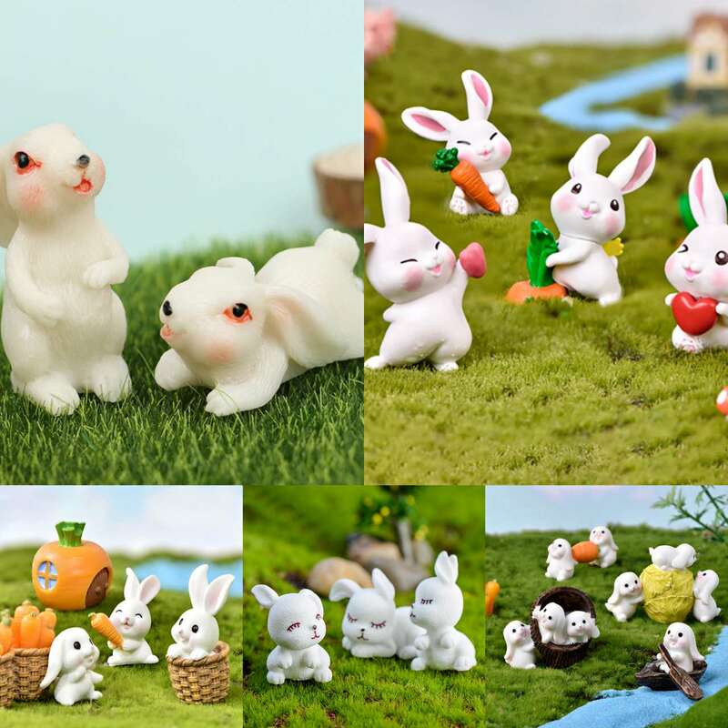 น่ารัก Mini กระต่ายของตกแต่งในสวน Miniature Figurine กระถางต้นไม้ Fairy Decor รูปกระต่ายโมเดิร์นรูปปั้นจำลองใหม่ปี