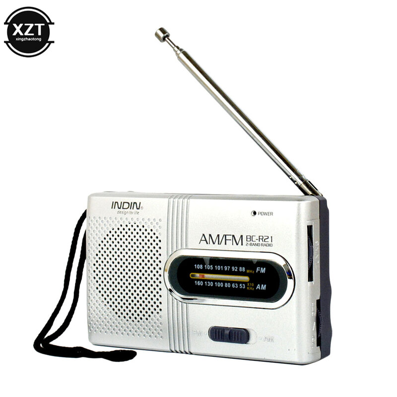 1pc novo portátil mini rádio handheld banda dupla am fm music player alto-falante com antena telescópica rádio ao ar livre estéreo