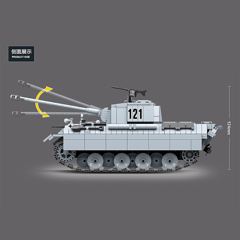 990PCS WW2ทหารPanther Tank 121บล็อกอาคารทหารWW2ถังประกอบอิฐของเล่นทหารอาวุธอิฐเด็กของเล่น