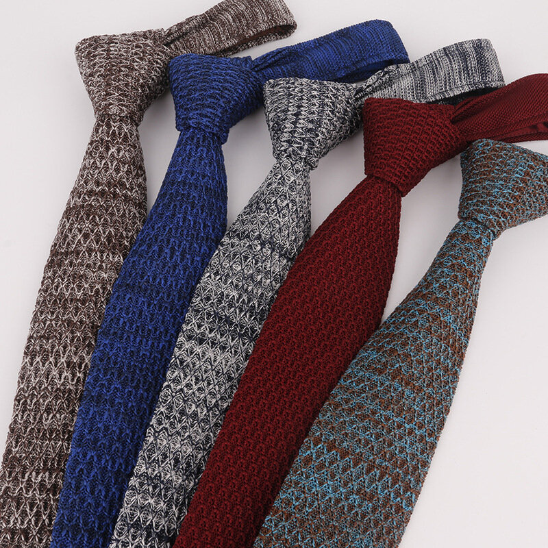 Matagorda Men Tie Wool Knit Necktie Embroidered Dot Stripe Gravata Narrow 5CM Edition Tie Man Accessories Father's Gift Neckwear