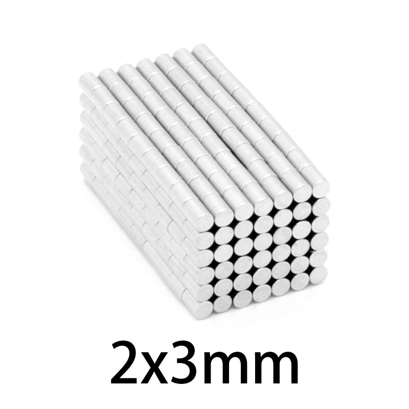 100-2000Pcs 2X3มม.รอบแผ่นแม่เหล็ก N35 Neodymium Rare Earth Micro NdFeB Super Strong วงกลมแม่เหล็กที่มีประสิทธิภาพ2*3มม.