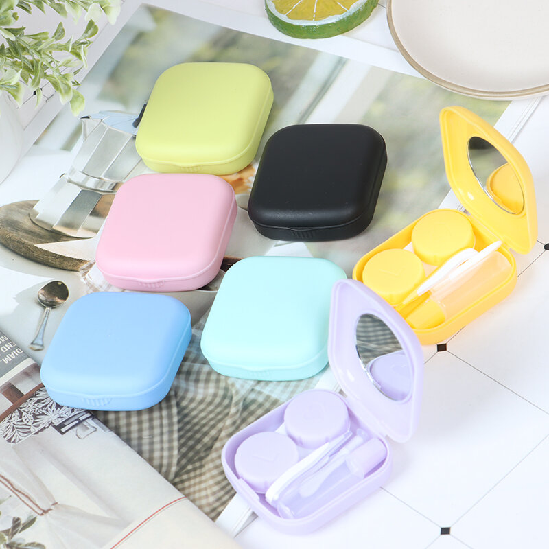 1PC Cute Pocket Portable Mini Contact Lens Case Easy Carry Make up beauty pupil storage box Mirror Container Travel Kit