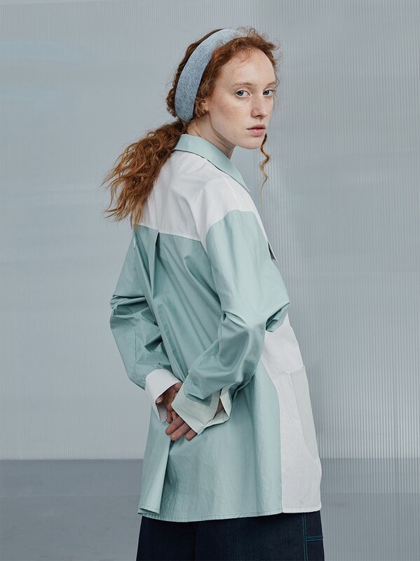 디자인 오리지널 루즈핏 코튼 클래식 플리츠 패치워크 셔츠 여성용, 하라주쿠 한국 블라우스, 봄