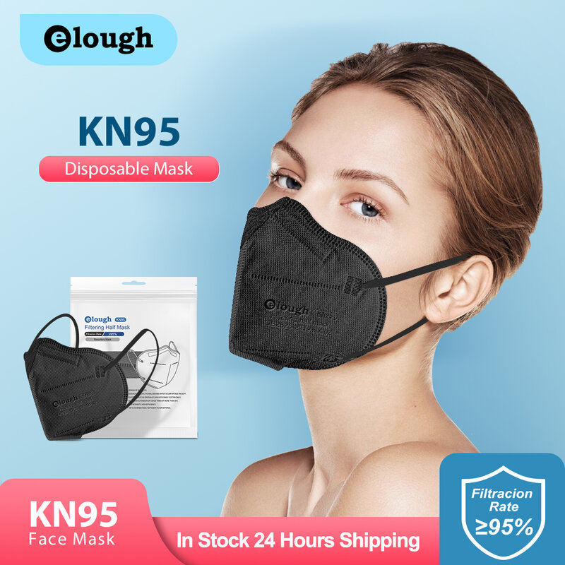 Elough-Masque facial approuvé CE FFP2 pour adultes, masques à motifs néons, masque respiratoire KN95, blanc, 10-100 pièces