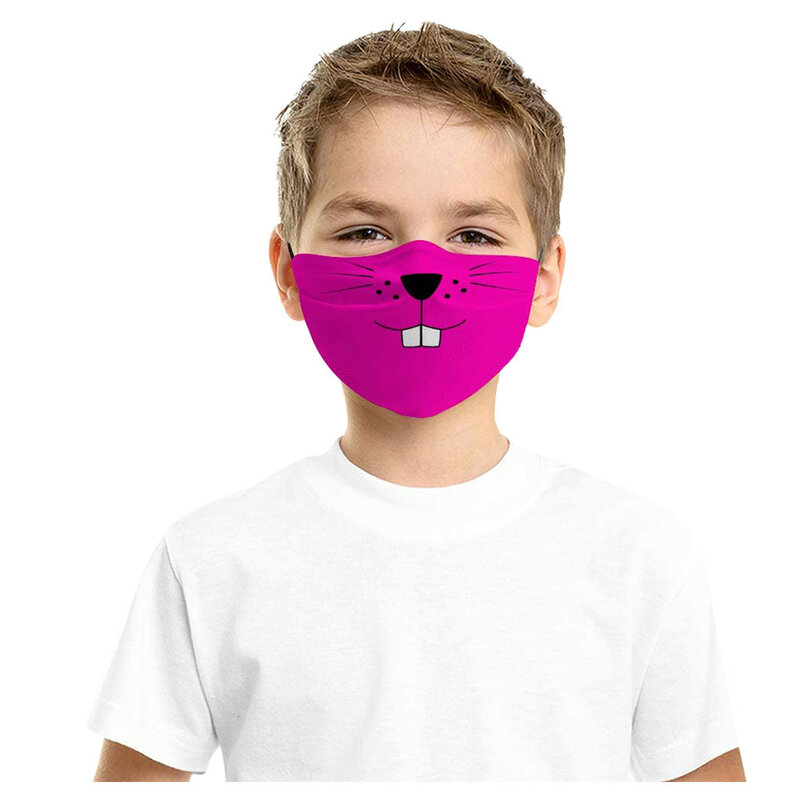 1 unidad de máscara impresa de dibujos animados en 3D para niños y niñas, máscara facial de algodón con filtro ajustable de impresión de dibujos animados para niños y niñas