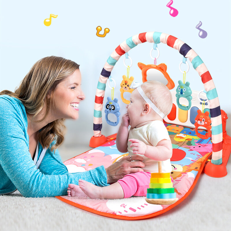 เด็กกิจกรรม Gym Play Mat ทารกแรกเกิด0-12เดือนการพัฒนาพรม Soft Rattles ของเล่นดนตรีกิจกรรมสำหรับเด็กวัยหัดเดินทารกเกม