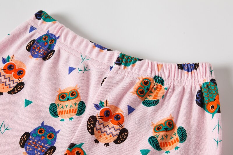 Kids Pajamas Set Summer Children Short Sleeve Sleepwear Owl Cartoon Pyjamas Girl Clothing Nightwears Set
