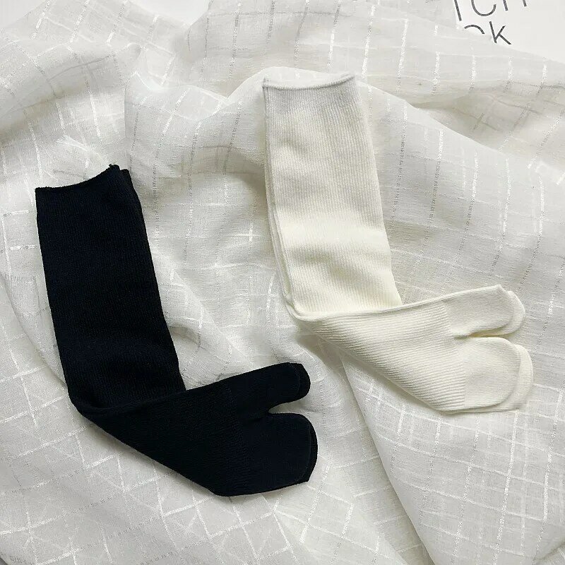 Молочно-белые носки из чесаного хлопка Женские однотонные короткие черные носки женские корейские японские носки Harajuku с разрезом