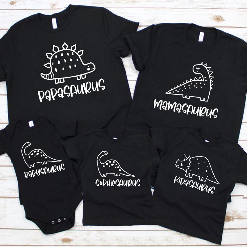 Camiseta de la familia Mama Saurus, Papasaurus, Babysaurus, dinosaurio personalizado, ropa a juego, Atuendo para niña de 7 a 12 meses