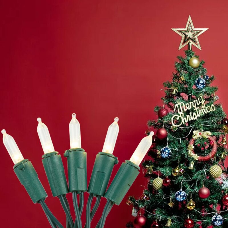 Tira de lámpara de bombilla puntiaguda para exterior, tungsteno para Lámpara decorativa de árbol de Navidad, enchufe frontal/trasero de calidad de 7m de espesor