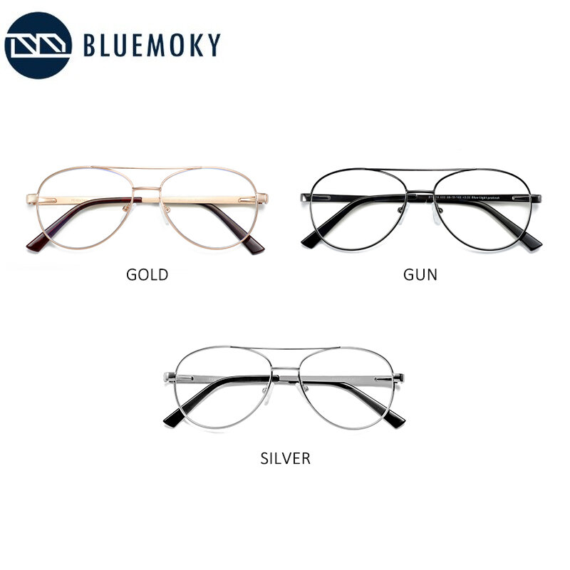 Bluemoky óculos de sol de ponte dupla, óculos de piloto com prescrição progressiva e fotocrômica para homens óculos anti luz azul para miopia