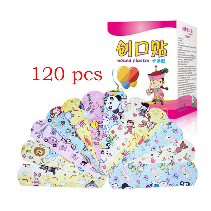 Banda de dibujos animados para niños, vendaje impermeable transpirable, vendaje médico ok, parche hemostático, 120 unids/caja