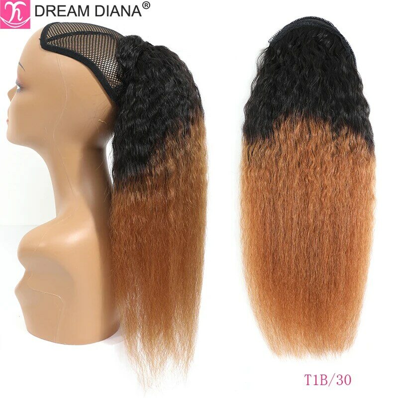 Dreamdian-aplique de cabelo remy, cabelo brasileiro, rabo de cavalo 100% humano, ondulado, ombré, rabo de cavalo