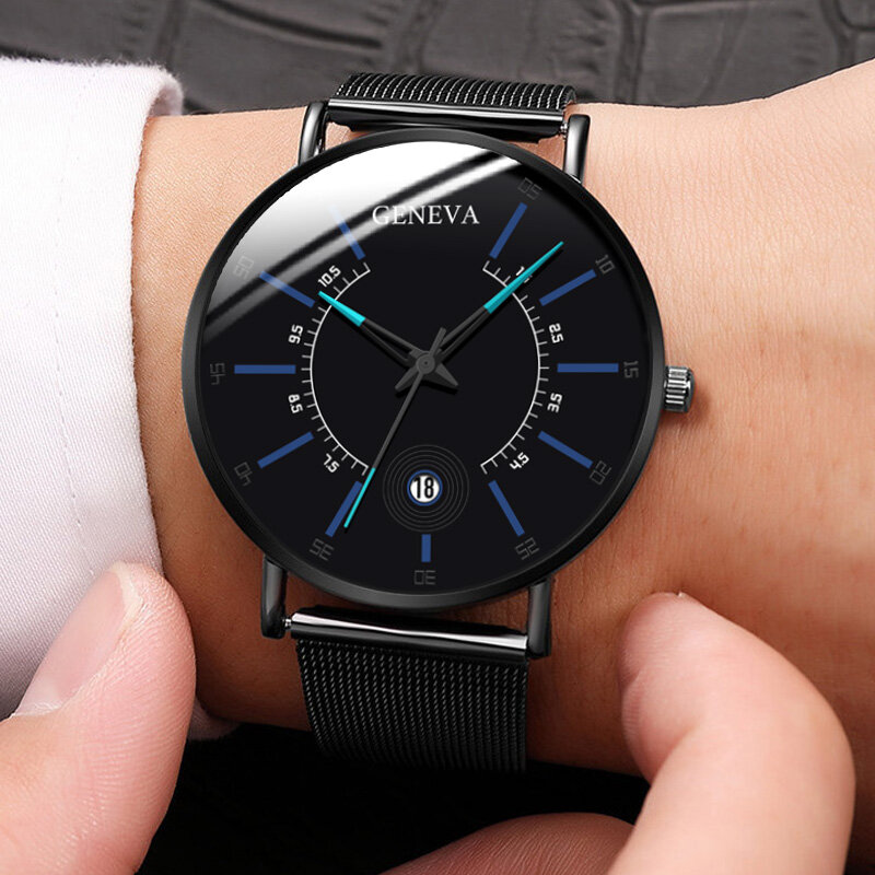 2020 Fashion Men's Business Minimalist Watches Ultra Thin Stainless Steel Mesh Band Analog Quartz Watch Relogio Masculino reloj